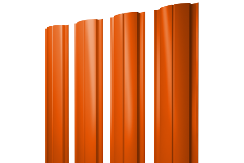 Штакетник Полукруглый Slim с прямым резом 0,45 PE RAL 2004 оранжевый