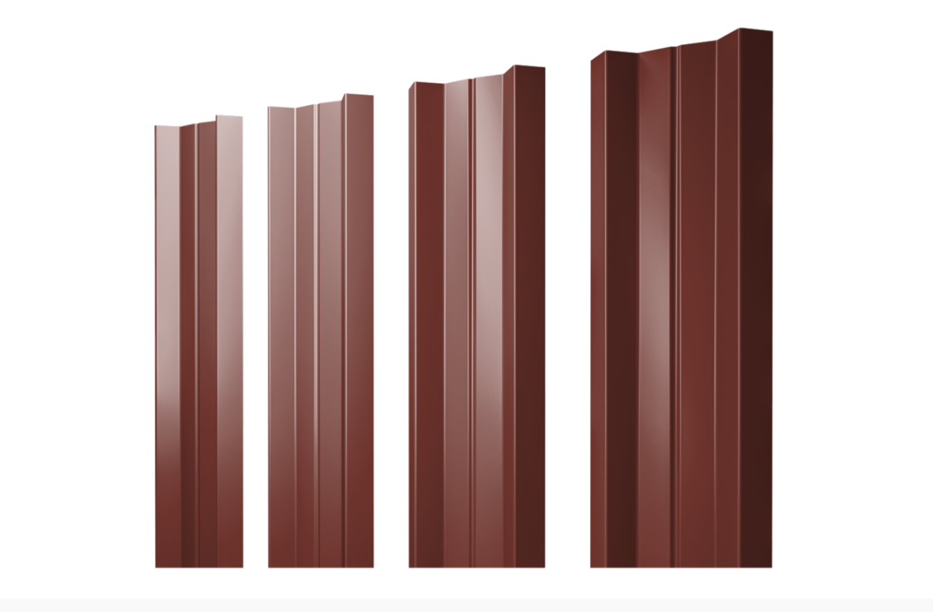 Штакетник М-образный А с прямым резом 0.45 PE RAL 3009 оксидно-красный