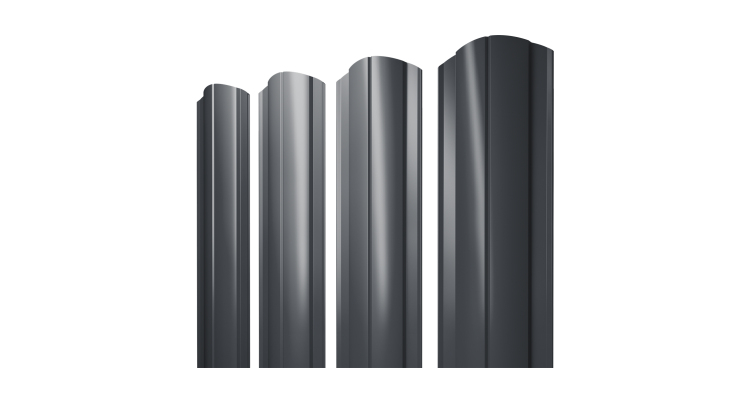 Штакетник Круглый фигурный 0,45 PE RAL 7024 мокрый асфальт